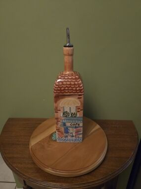 Boston Warehouse Tuscany Cafe Ceramic Oil/Vinegar Cruet w/ Metal Pour Spout 2003